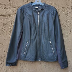a.n.a Gray faux leather moto jacket